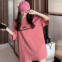 깔끔한 영문 레터링 포인트 여름 여자 롱 반팔티 티셔츠 기본 여성 커스텀후드티 무지 런닝 남자