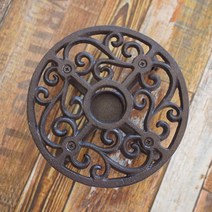 엔틱문양 원형 주물 워머 인테리어 소품 티포트 주물 워머