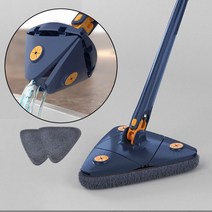 eyimtech 360도 회전 다용도 밀대걸레 노터치탈수 극세사 삼각걸레 + 패드 4개, 블루