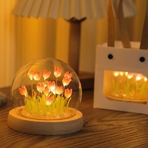 꽃무드등 무드등 수유등 특이한무드등 diy 모조 꽃다발 야생화 튤립 무드등, 핑크색 완제품 20송이 꽃 선물용
