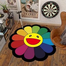 1인 2인 자취 협탁 보조 사이드 미니 개성 독특 신기 패셔너블한 클로크룸 소프트 카펫 모던하고 심플한 침실 침대 옆 장식 러그 가정 방 해바라기 얼룩 방지, 52.F  100x100CM
