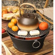 실내난로 바베큐 굽기 야외 캠핑 실내 스토브 히터, (대형) 28cm 스토브+그릴+목재 베이스