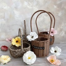 라탄 꽃바구니 화동바구니 만들기 DIY 손잡이라탄 왕골바구니 꽃꽂이재료 플라워샤워 예물 예동 화동소품 링베어러 부활절 계란, S