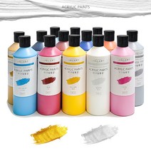 아크릴물감 대용량 500ml 지누아트 전문가용 아크릴물감세트 푸어링아트, 연두