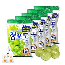 롯데제과 청포도캔디 (153g) 중 x 5봉 (+밀크츄 2개)세트, 153g