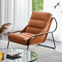 1인소파 싱글 소파 라이트 럭셔리 레저 의자 디자이너 레이지 안락 거실 정품 가죽 이, Orange First Layer C