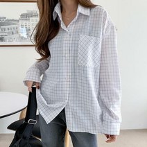 브이와이 여자 박시핏 SS 공대생 격자 보이프렌드핏 셔츠