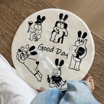 Good Day 토끼 원형 매트 러그 심플한 디자인 카페트 침실 화장실 거실