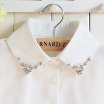 넥케이프 여성 화이트 라펠 비즈 라인석 장식 단색 셔츠 블라우스 칼라 분리형 페이크 FS0509 숙녀용