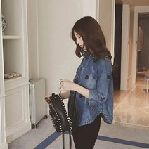 숏 청자켓 언발 버튼 사선 카라