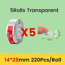 라벨 프린터 바코드 미니 네임 스티커 넘버링 기 블루투스 휴대용 출력 인쇄 3510 롤 transparents 열 가격 이름 태그 공식 niimbot d11 d110 d101, 5rolls 트랜스 c