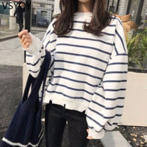 vsyoy 하라주쿠 BF 바람의 가을 한국어 버전 느슨한 조커 긴팔 스트라이프 티셔츠 여학생 캐주얼 슬림 코트 여자 친구 복장