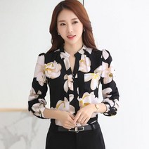 안전 노가다 직업 여성용 탑 브이넥 슬림 시폰 블라우스 의류 사무복 플러스 사이즈 패션, 02 black_05 XXL