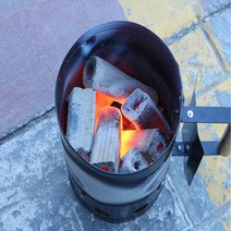 [지유마켓] BBQ 숯 차콜스타터 점화통 바베큐 그릴 착화통 숯불피우기 불멍, 숯스타터(대형)블랙