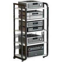 오디오 이동식 스피커 선반 수 보관함 증폭기 진열대, 5레이어C섹션블랙프레임+블랙월넛보드