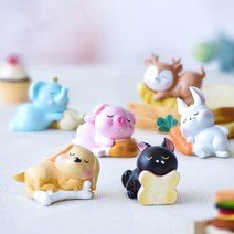 잠자는 동물 6종 피규어 테라리움 화분 인테리어 만들기 재료 소품 미니어처, 4. 토끼