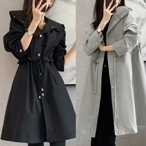 스트링 여성 후드 점퍼 아우터 롱 야상 트렌치 코트