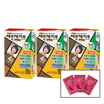 (3개)동성제약 세븐에이트 무향료 칼라크림 염모제 60g (4.5호 금빛갈색)+파우치 3개 증정/무향료/자연스러운염색/빠른염색약/모발보호강화/광택/자외선흡수성분함유, 4.5호 금빛갈색