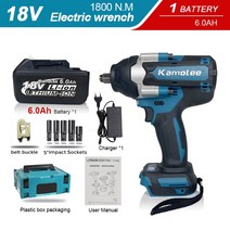 샤렌치 Kamolee-1800 NM 토크 DTW700 브러시리스 전기 임팩트 렌치 마끼다 18V 배터리용 1/2 리튬 이온, 05 1x60Ah Bat Plastic_04 AU