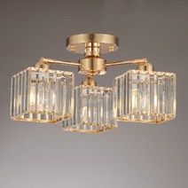 LED 시크 3등 직부 사각 식탁등 거실등 포인트등 글라스 크리스탈 갓등 인테리어 조명