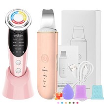 뷰티디바이스7in1 RF EMS 페이셜 리프팅 디바이스 LED 광자 페이스 마사지기 + 초음파 스킨 스크러버 진동, 02 Pink and Pink
