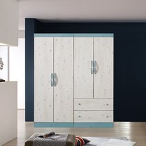 솜씨방가구 심플 1600옷장세트 긴문장1+투서랍장1, 워시블루, 01_옷장 + 투서랍장