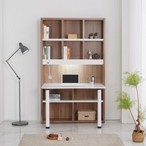 동서가구 NEW 화이트 상판 컨셉트 LED 1200 정면책상책장세트 DF911270-1, 브라운(911270-1)