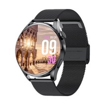 가성비스마트워치 위치추적 통화가능 골프 수영 혈압측정 new gt3 smart watch men 방수 스포츠 피트니스 트래커 weather display bluetooth, gt3 밀라노 블랙