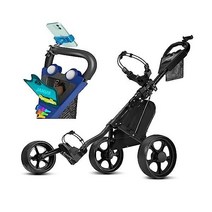 JANUS 골프 카트 접이식 푸시 가방 풋 브레이크 및 휴대폰 홀더 아이스 백이 포함된 풀, A20-Bright black, With Storage Bag And Phone Hol