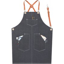 모올글래드 데님 가죽버클 앞치마 2종 어린이집 카페 바리스타 헤어디자이너 미용실, 데님 가죽버클 앞치마(그레이)