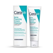 CeraVe 세라비 아크네 포밍 크림 클렌저 4 벤조일 퍼옥사이드 히알루론산 및 나이아신아마이드가 포함된 여드름 치료 세안제 투 폼 포뮬러 무향 논코메도제닉 5온스, 5 Fl Oz (1 팩)