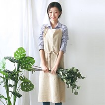린넨 앞치마 Y-64 어린이집 카페 작업용 원예 주방, 그레이