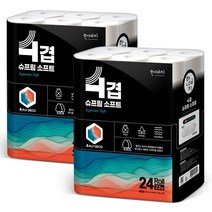 한예지 [한예지] 슈프림소프트 4겹 천연펄프 화장지 22m 24롤 2팩, 1