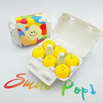 스마일 팝 ver.1 계란골프공 6구 2피스 무광 비비드 컬러볼 골프공 인쇄 선물, 노랑(YELLOW)