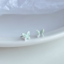 SHEYEE 도자기 그린 작은 나비 귀걸이 싱그럽고 달콤한 미녀 생 귀걸이 여름 미니 디자인 감각 귀걸이