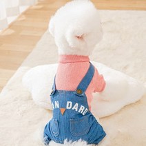 토이푸들 의류 강아지 올인원 마실룩 비숑 스피츠, 핑크 라이트 블루