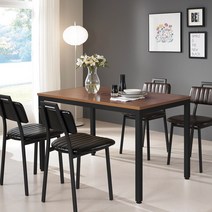 가구야히메 플라츠 1200 와이드테이블 홈카페인테리어 철제테이블, 블랙-월넛