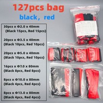 2:1 열 수축 튜브 127850 개 절연 폴리올레핀 피복 전자 DIY 키트 전기 연결 케이블 슬리브, 127pcs Black red, 127pcs Black red