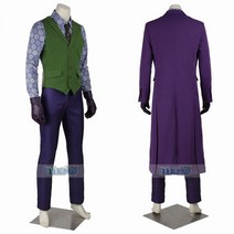 Manles/많은 광대 남성 cos 의상 히스 레저 조커 할로윈 옷 배트맨 3390, 풀세트(셔츠+조끼+장갑+넥타이+, 중