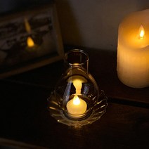 글라스 투명 유리 캔들홀더 티라이트캔들 홀더 캠핑무드등, 레드브라운