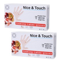 나이스앤터치 요리용 라텍스장갑 XS S M L 100개입 2개, M_1box, XS_1Box