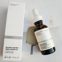 아스코르빈산 8 + 알파알부틴 2 물이 필요 없는 안정용액 비타민C 미백 항산화 피부 브라이트닝, 30ml