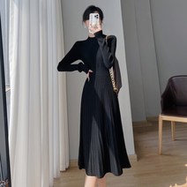 HONGKANG 스웨터 원피스 이너 반폴라 니트 원피스 기질 원피스