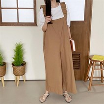 여자 러블리 프릴 멜빵 와이드 점프수트