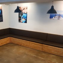 서울 붙박이 소파 파는곳 업소용 쇼파 추천 (민자형), 밝은 프레임, DS 152(브라운)