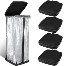 Vicenpal 휴대용 쓰레기 봉투 홀더 접이식 쓰레기통 확장 가능한 야외 캠핑 액세서리 실내 실외 RV 피크닉 주방 가정용 블랙 4개 USA 미국, 4