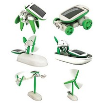 6 인 1 태양열 교육용 태양광 키트 파워 로봇 DIY 조립 가제트 비행기 보트 자동차 기차 모델 과학 선물 어린이용, [01] green