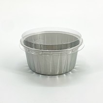 [정담] 일회용 알루미늄 원형 소형 용기, 50개입, 낮은뚜껑-실버