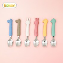 에디슨 토끼 실리콘 스포크 케이스 세트, 스포크 2종 + 케이스, 핑크, 크림