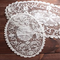 꽃무늬 자수 뜨개 식탁테이블매트 타원형 화장대 협탁, 대